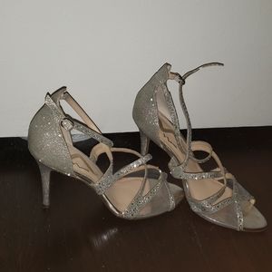 Nina Formal Silver Heel Pump Prom Wedding Shoe 9